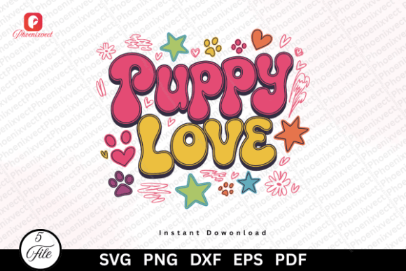 Cute Retro Dog Lover Puppy Love Mom SVG Graphics & Illustrations