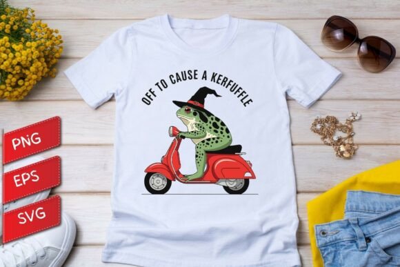 Off to Cause a Kerfuffle Funny Witch Graphics for T-Shirt Designs