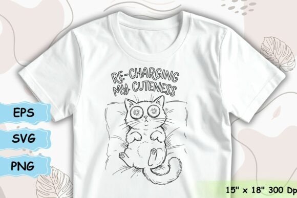 Re-Charging My Cuteness Cat Spa Design Graphics
