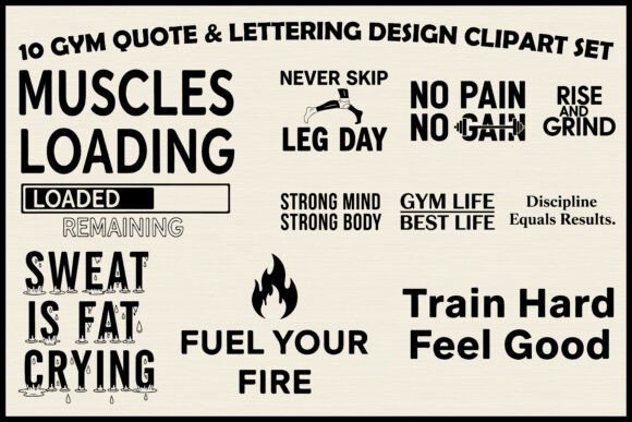 Review: 10 Gym Quote Typography Bundle for Graphics & Illustrations