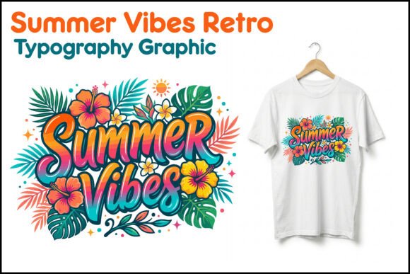 Summer Vibes Retro Typography Graphic for Graphics and T-Shirt Designs