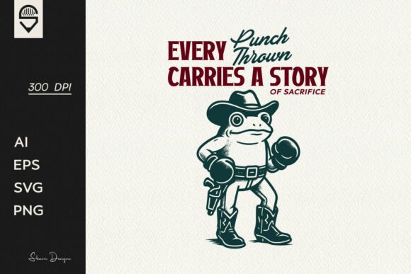Vintage Cowboy Boxer Frog T-Shirt Graphics for Bold Branding